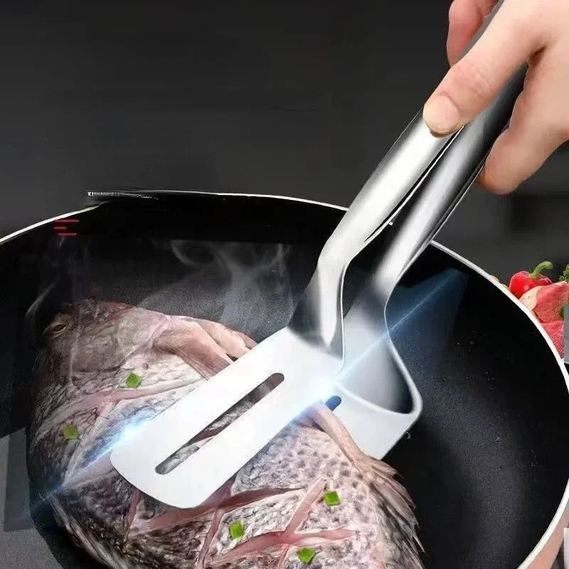 Steel Steak Clamp Food Bread Meat Clip Tongs Tool Shovel Clamp Shovel Cooking Fried Bbq Steak Fish Kitchen