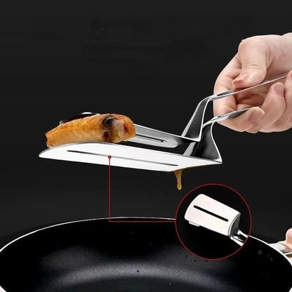 Steel Steak Clamp Food Bread Meat Clip Tongs Tool Shovel Clamp Shovel Cooking Fried Bbq Steak Fish Kitchen